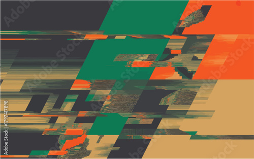 Abstract glitched horizontal stripes creating modern artwork vibrant colors dynamic composition digital interference artistic effect for creative technology designs