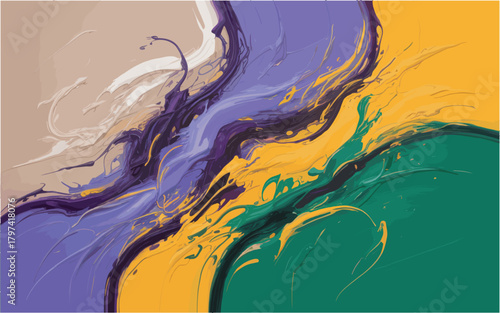 Vibrant abstract paint splatter artwork featuring a dynamic swirl of colorful brushstrokes creating an expressive and energetic visual