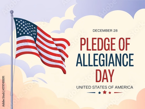 Celebrate pledge of allegiance day with the american flag waving proudly against a cloudy sky