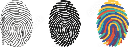 Fingerprint authentication concept with line art and color