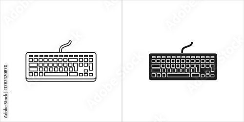 Outline and filled computer keyboard