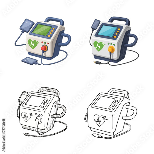 Defibrillator Cartoon Illustration Emergency Medical Device