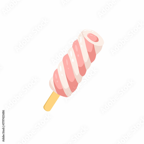 Illustration of strawberry ice cream stick