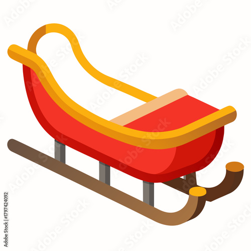 Sled cartoon object on a white background vector illustration