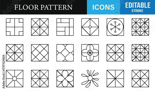 Minimalist flooring vector pack showcasing geometric grids and motif variations