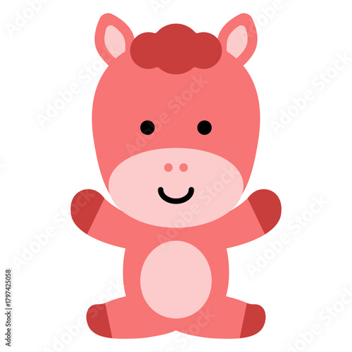 인사하는 붉은 말 캐릭터 일러스트