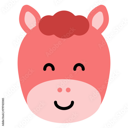 귀여운 붉은 말 캐릭터 얼굴