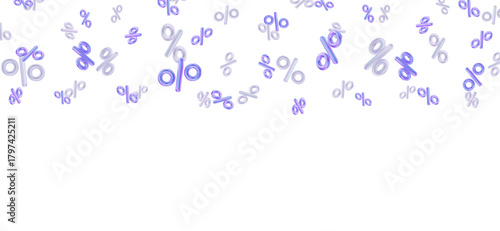 3d set of neon percent signs discount with different angles. Voucher gift. Stock vector illustration on isolated background.