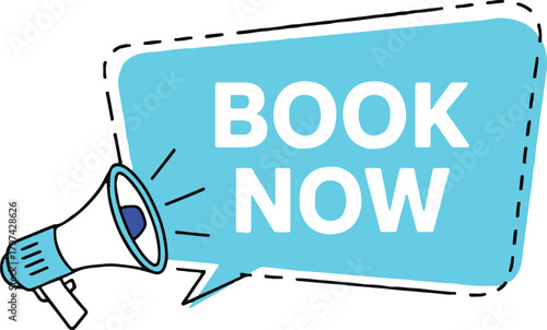 book megaphone with speech bubble book now call to action vector icon