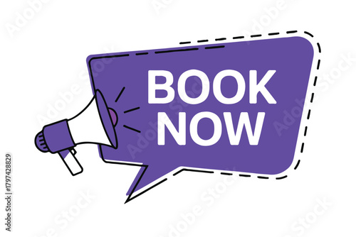 book call to action megaphone speech bubble book now promotional vector