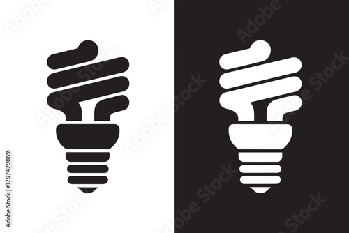lightbulb cfl spiral bulb icon electricity conservation eco lighting vector