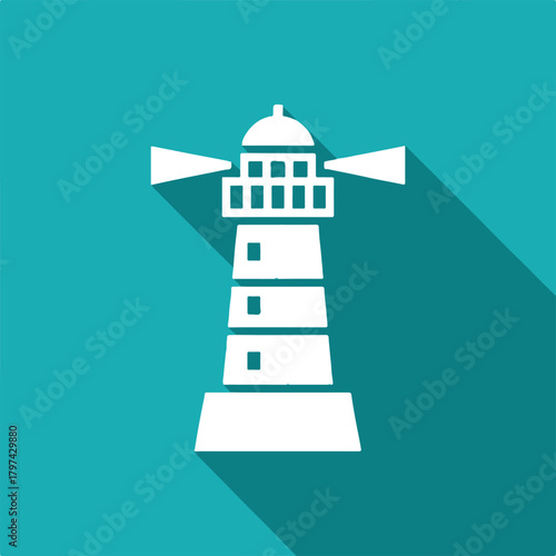 lighthouse beacon icon flat vector minimal navigation safety emblem