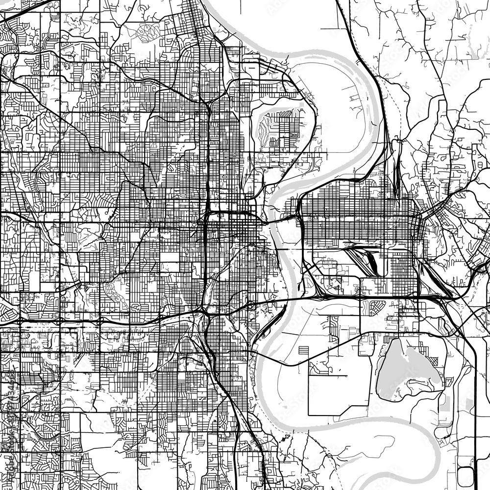 Naklejka premium Omaha City Map a crisp structured urban plan emerges in subtle monochrome celebrating the s organized character through refined linework and subtle negative space, emphasizing refined linework.