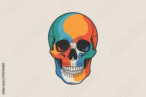 Colorful Artistic Skull Design with Vibrant Swirls and Bold Contrasts for Edgy Home Decor