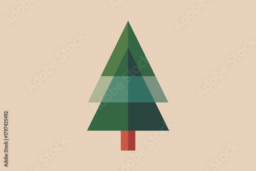 Stylized Geometric Christmas Tree Design in Earthy Tones for Holiday Celebrations