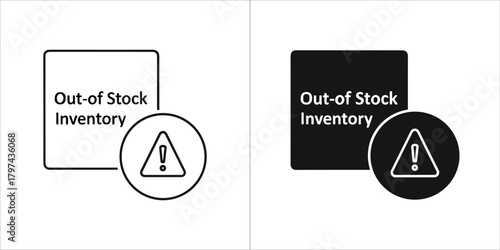 Out of stock inventory icon with warning symbol