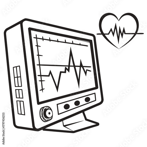 Heart rate monitor with heart symbol medical equipment for monitoring vital signs healthcare and medicine concept diagnostic tool for cardiology