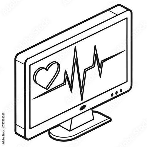 Heart rate monitor with heart symbol medical equipment for monitoring vital signs healthcare and medicine concept diagnostic tool for cardiology