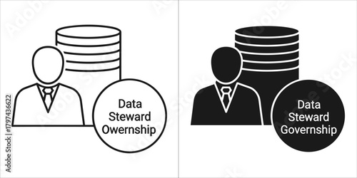 Data steward ownership and governance concept icon