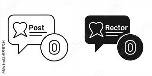 Social media post icon with a tooth symbol and comment count