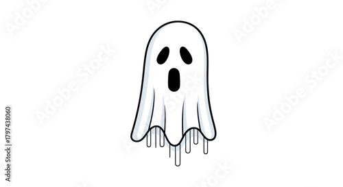 Spooky Cartoon Ghost with Dripping Bottom.