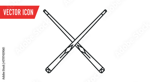 Crossed Billiard Cues: Two Pool Sticks in an X Shape.