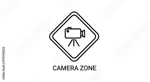 Diamond-shaped sign with camera icon and CAMERA ZONE text.
