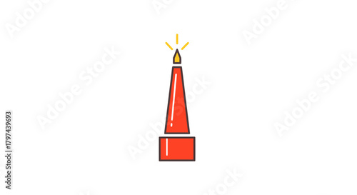 Red cartoon firecracker with lit fuse ready to explode.