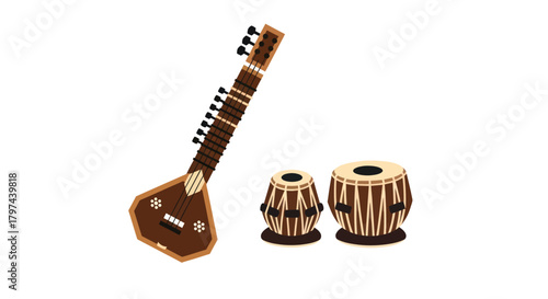 Sitar and Tabla: Traditional Indian Musical Instruments for Classical Music Performance.