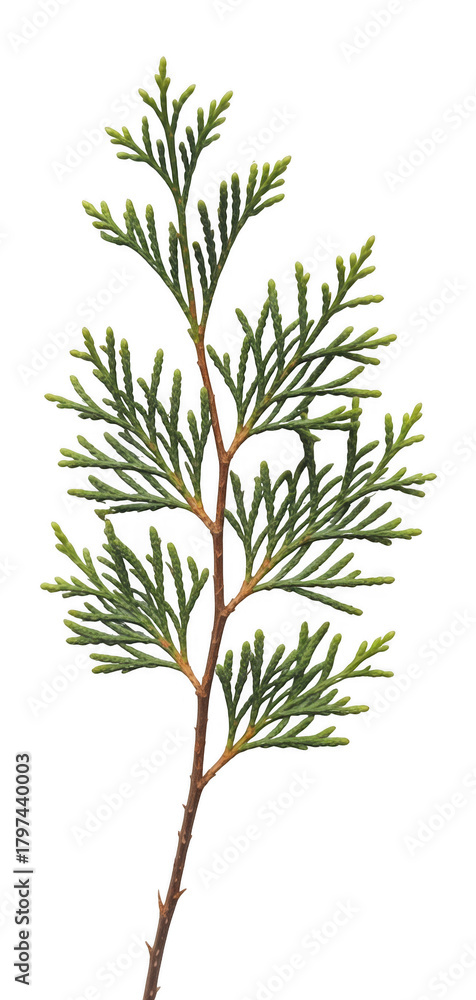 Fototapeta premium Green evergreen branch isolated on a transparent background