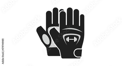 Black Weightlifting Gloves Icon for Gym and Fitness Training.