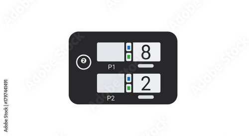 Digital Scoreboard Displaying Scores for Two Players.