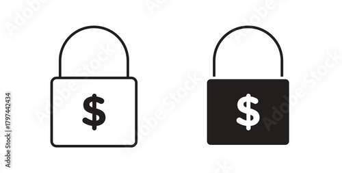 Fixed price icons set. Simple line vector illustration