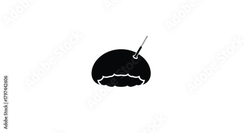 Rounded object being pricked vector illustration