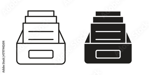 Folder box icons set. Simple line vector illustration