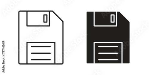 Floppy disk icons set. Simple line vector illustration