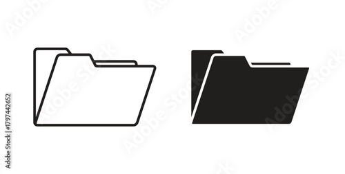 Folder icons set. Simple line vector illustration