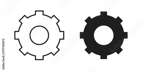 Gear icons set. Simple line vector illustration