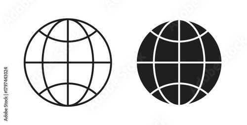 Globe icons set. Simple line vector illustration