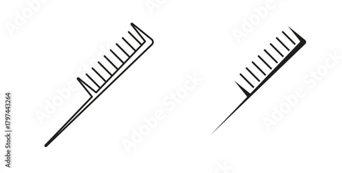 Hair brush icons set. Simple line vector illustration