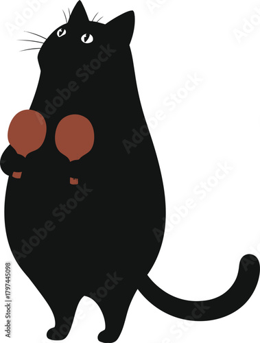 Black cat playing ping pong with paddles illustration vector image eps silhouette