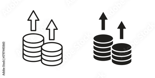 High revenue icons set. Simple line vector illustration