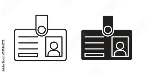 ID badge icons set. Simple line vector illustration