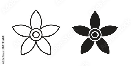 Jasmine icons set. Simple line vector illustration