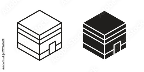 Kaaba icons set. Simple line vector illustration