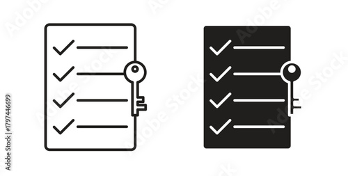 Key takeaway icons set. Simple line vector illustration