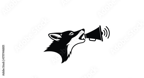 Canid wolf fox head with megaphone vector illustration