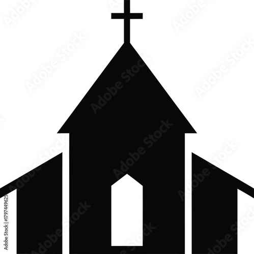 Church building silhouette vector illustration religious place faith eps