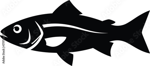 Black fish silhouette vector illustration aquatic animal sea creature eps