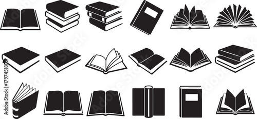 Book icons set, logo isolated on vector eps
